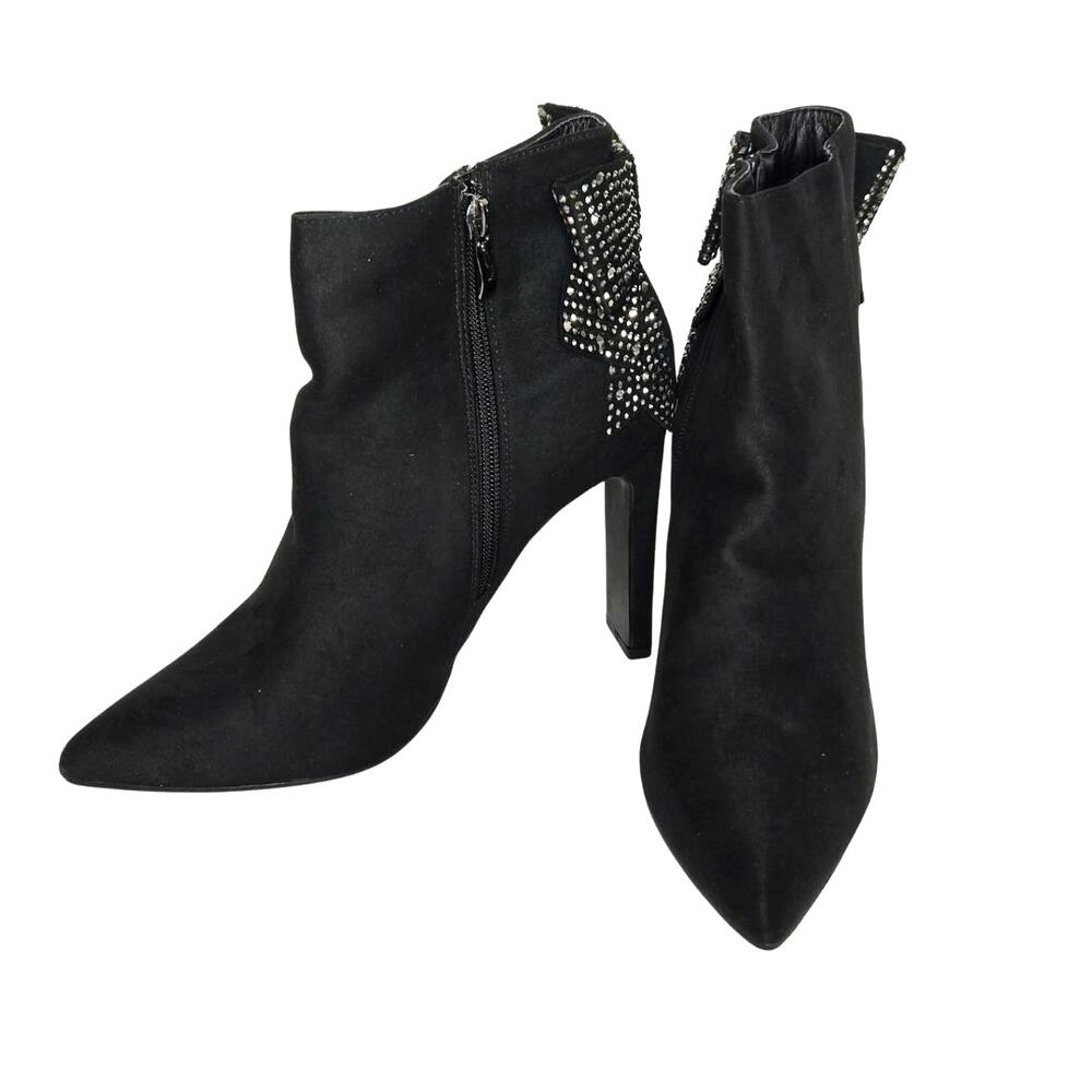 J. Mark Lala Faux Suede Rhinestone Embellished Heeled Booties Size 10 NWOB